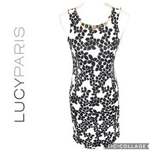 Lucy Paris Jeweled Neckline Dress Small Women’s Black Sheath